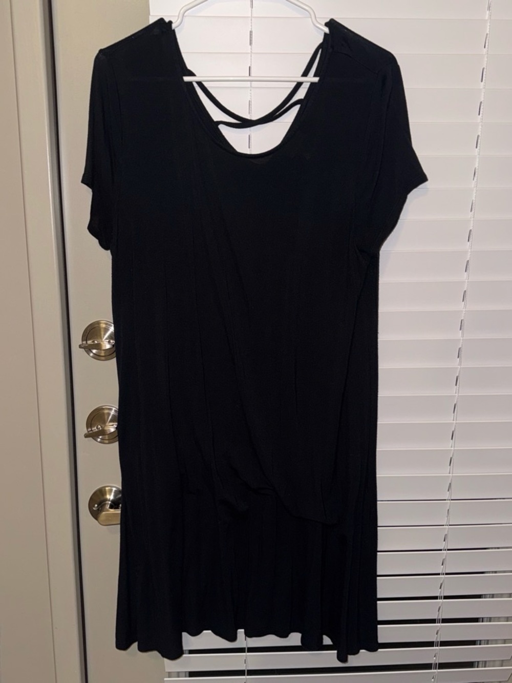 Black Short Sleeve T-shirt Dress with Strappy Back